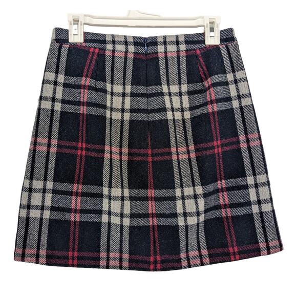 J. Crew Mercantile Plaid Ruffle Mini‎ Skirt 2 Pink Blue Micro Lined Back Zip 90s - Picture 2 of 10
